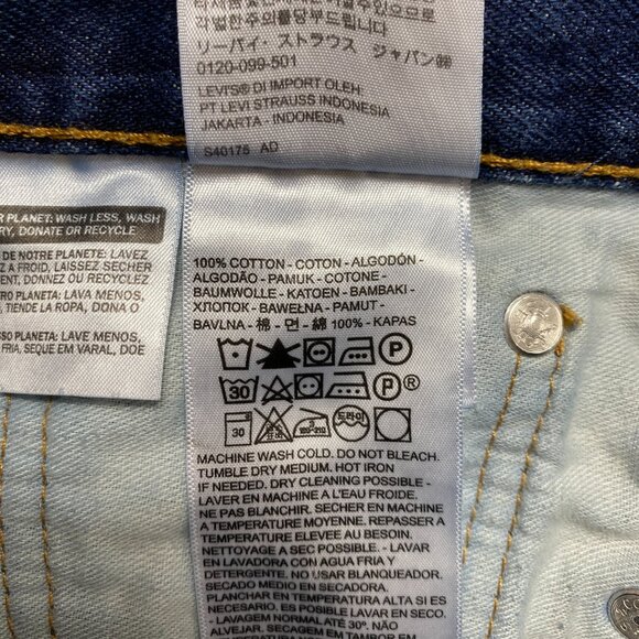 Levis 505 Jeans Mens 33 Blue Denim Straight Leg Medium Washed - Picture 6 of 13